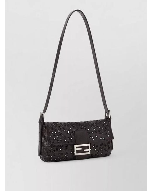 Fendi White Baguette Calf Leather Clutch Bag
