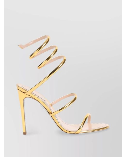 Rene Caovilla Metallic Calf Leather Spiral Strap Sandals