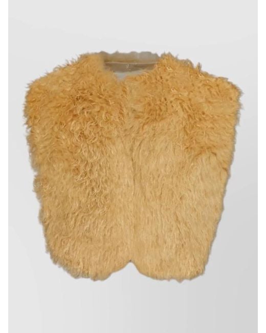 Isabel Marant White Florana Faux Fur Vest Puff Sleeves