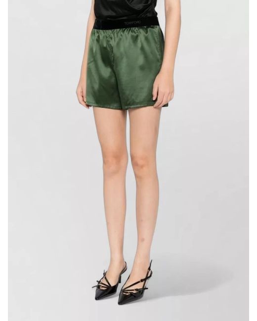 Tom Ford Green Silk Satin Relaxed-Fit Knee-Length Shorts