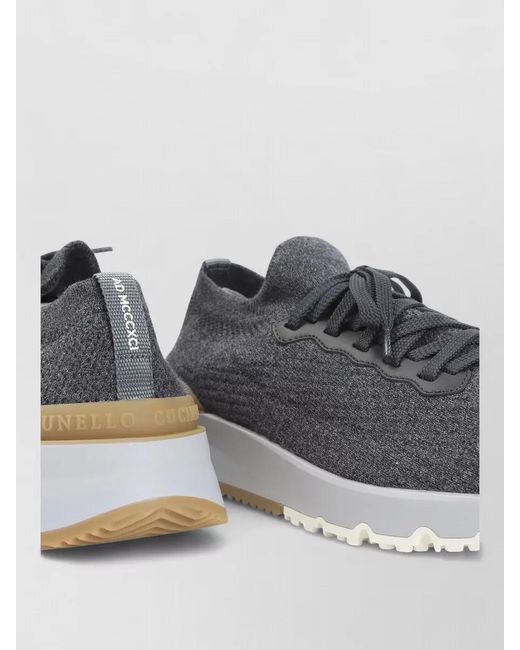 Brunello Cucinelli Gray Lace Up Sneakers Round Toe Design for men