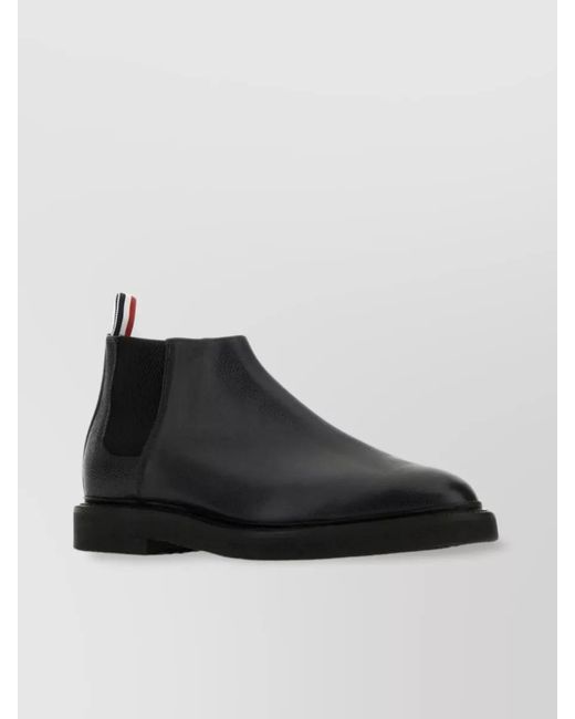 Thom Browne Black Leather Ankle Boots for men