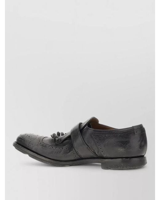 Church's Gray Leather Shanghai Monk Loafers Buckle Tassels for men