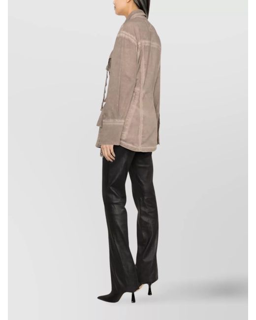 Blumarine Natural Eyelet Denim Fitted Jacket