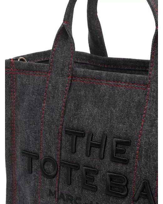 Marc Jacobs Black Denim Medium Tote Double Handle Strap