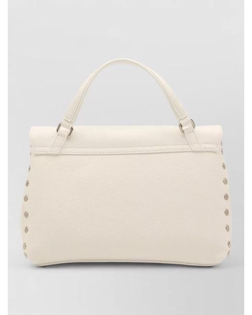 Zanellato Natural Shoulder Bag Metal Hardware Studded Top Handle