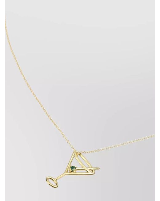Aliita White Martini Esmeralda Pendant Chain Link Necklace