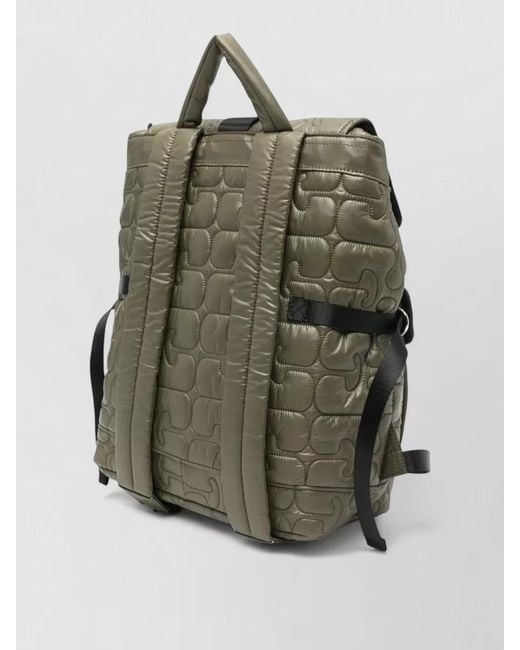 Ganni Gray Nylon Backpack Quilt Pattern Top Handle
