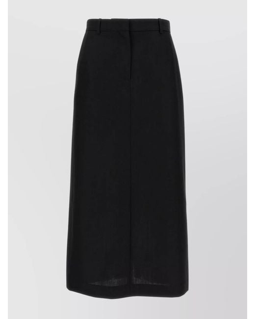 Totême Black Midi Skirt With Slit And Pockets