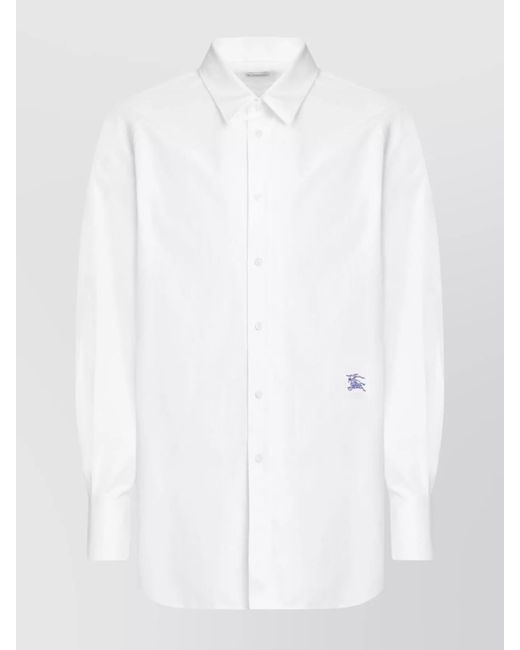 Burberry Cotton Poplin Shirt With Pointed Collar And Rounded Hem in ...