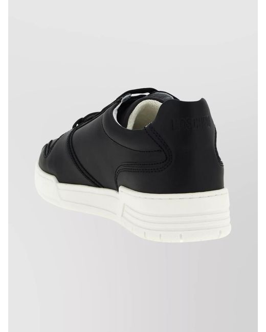 Moschino Black Leather Low-Top Sneakers for men
