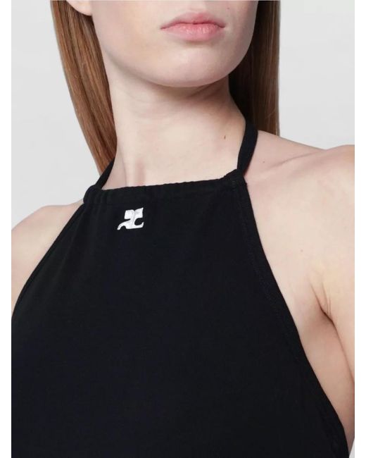 Courreges Black Halter Neckline Midi Dress Sleeveless Design