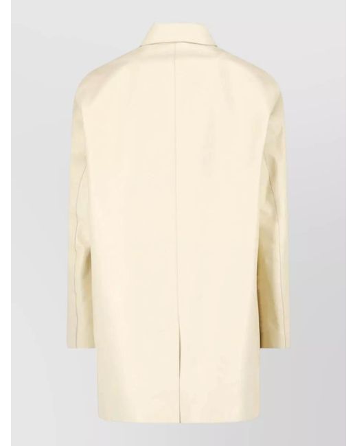 Jil Sander Natural Coat Notched Lapel Side Pockets Back Vent