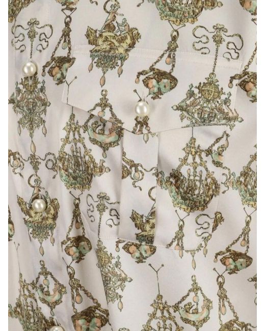 Givenchy White Silk Printed Long-Sleeve Shirt for men