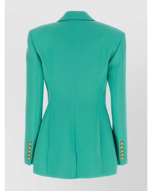Balmain Green Double-Breasted Blazer