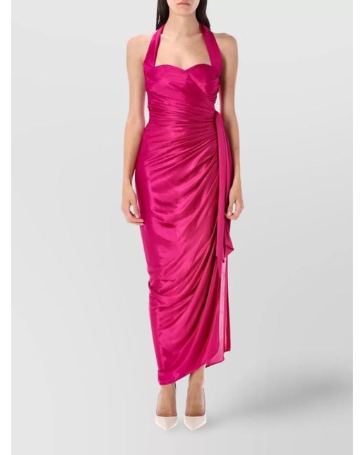 Balmain Pink Draped Maxi Dress