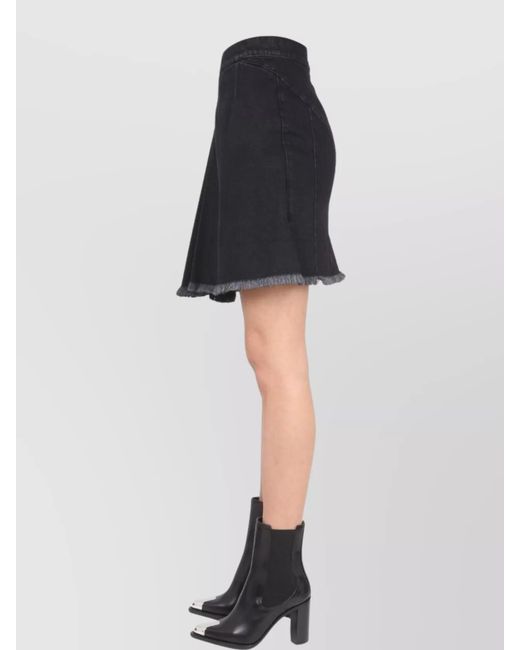 McQueen Black Cotton Asymmetric Mini Skirt