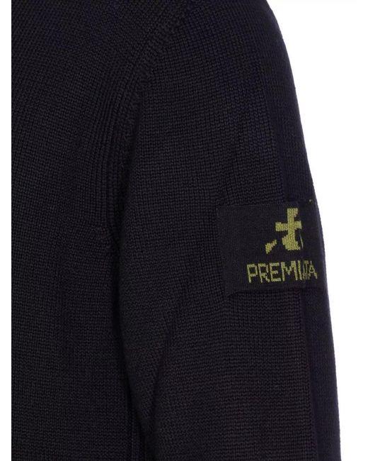 Premiata Blue Merino Wool Hooded Sweater for men