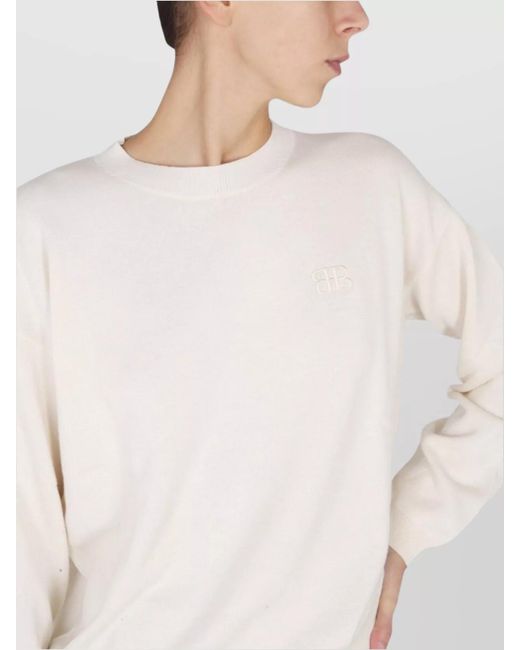 Ballantyne Blue Ribbed Cross-Neck Jumper