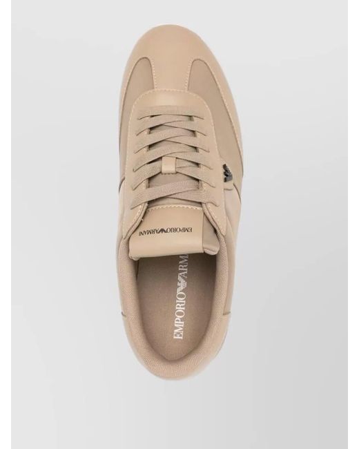 Emporio Armani Natural Leather Low-Top Sneakers for men