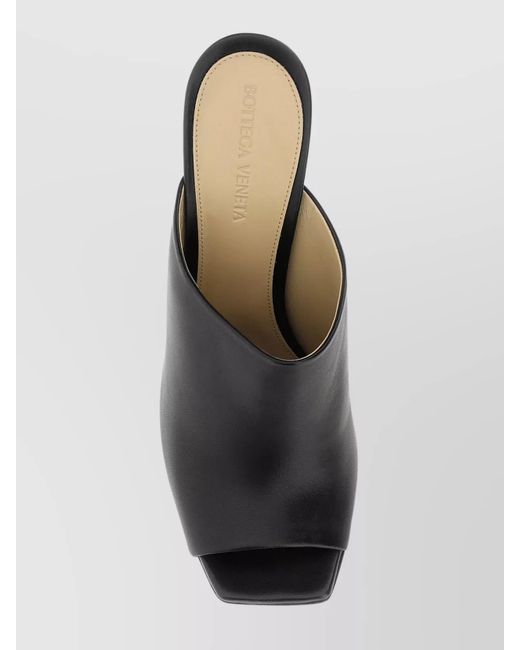 Bottega Veneta Black Leather Peep-Toe Mules