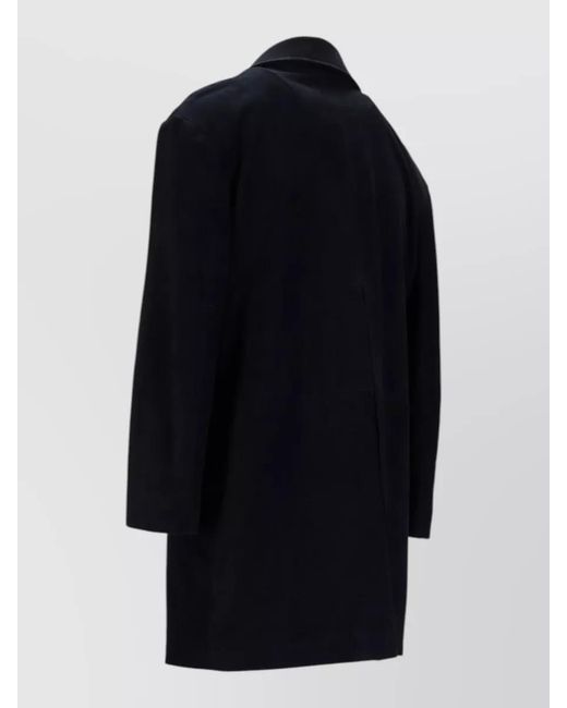 LA ROSE Blue Suede Coat Single Breasted Notch Lapel