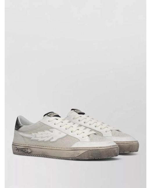 ENTERPRISE JAPAN White Jupiter Rocket Sneakers Contrast Heel Suede Panels for men