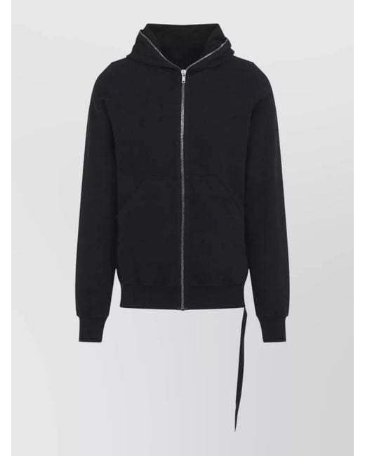 Rick Owens Black Gimp Cotton Hoodie Jacket Kangaroo Pockets for men
