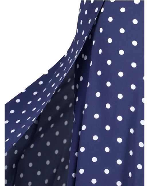 P.A.R.O.S.H. Blue Halter Neck Sleeveless Polka Dot Tie Dress