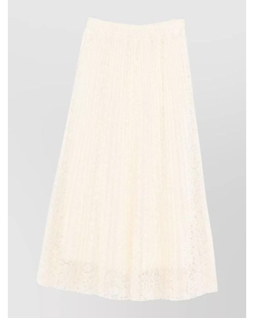 Ermanno Scervino Natural Floral Pleated Maxi Skirt