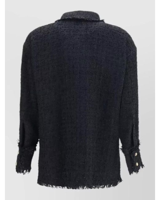 Balmain Blue Tweed Straight-Fit Shirt Jacket
