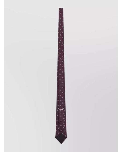Saint Laurent White Silk Jacquard Tie Slim Tapered Design for men