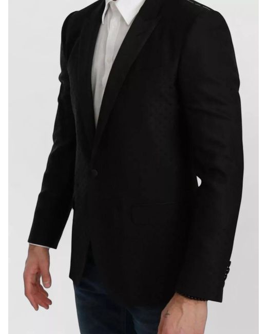 Dolce & Gabbana Black Virgin Wool Slim-Fit Blazer for men