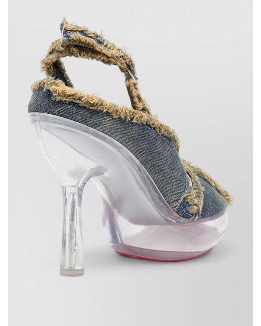 DIESEL Blue High Heel Sandals Peep Toe Denim