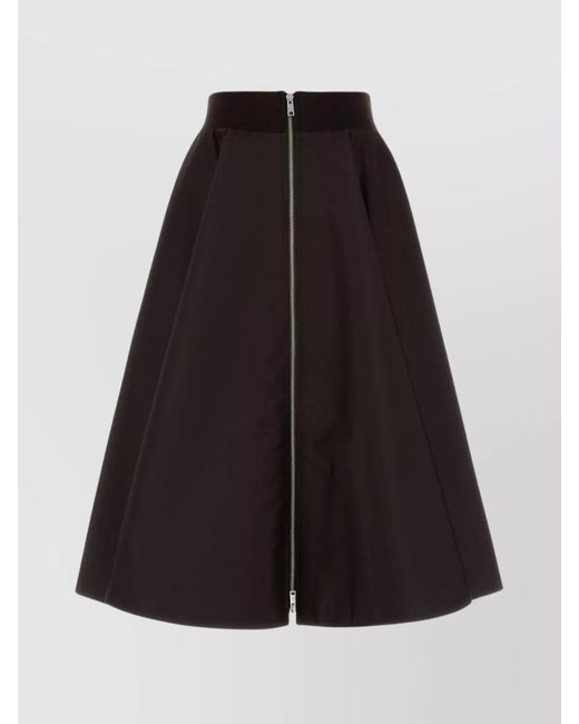 Prada Black Flared High-Waisted Midi Skirt
