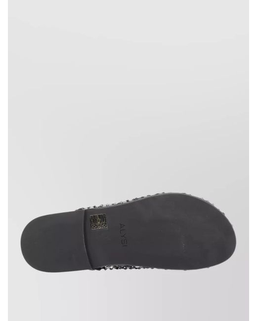Alysi Gray Slide Mule Sandal Rhinestone Mesh Flat Sole