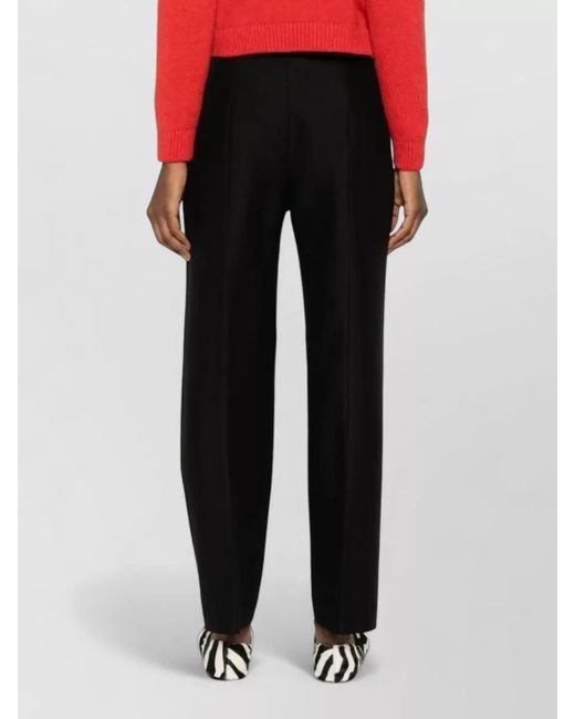 Totême Black Silk Wool Slim-Fit Straight Trousers