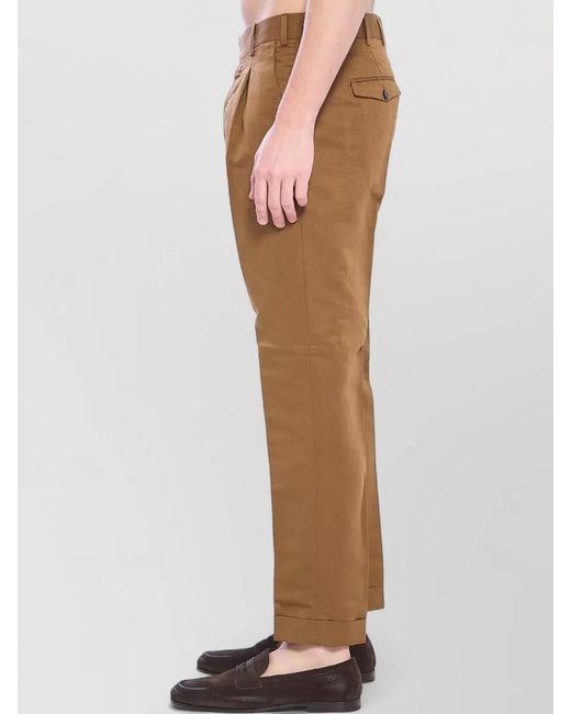 PT Torino Natural Linen Cotton Mid-Rise Straight-Leg Tailored Trousers for men