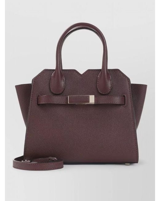 Valextra Purple Milano Micro Leather Bag Shoulder Strap