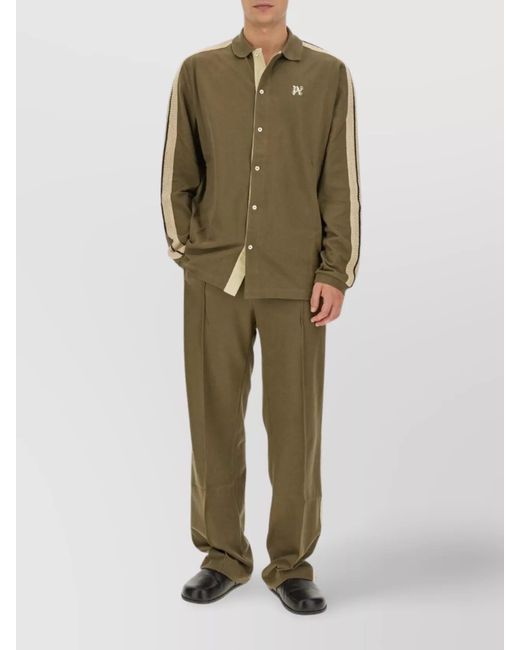 Palm Angels Green Regular-Fit Cotton Shirt for men