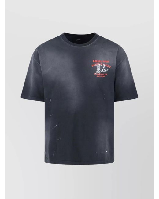 Amiri Blue Crew Neck Graphic Print Straight Hem for men