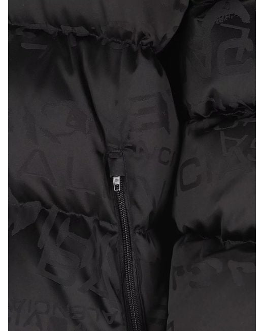 Balenciaga Black Nylon Down Jacket Logo Pattern Zip for men