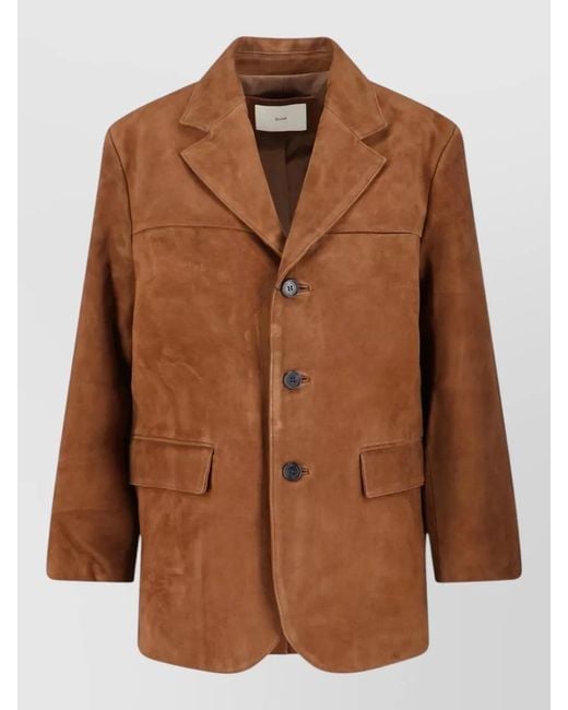 DUNST Brown Coat Button Cuffs Front Pockets Notched Lapel