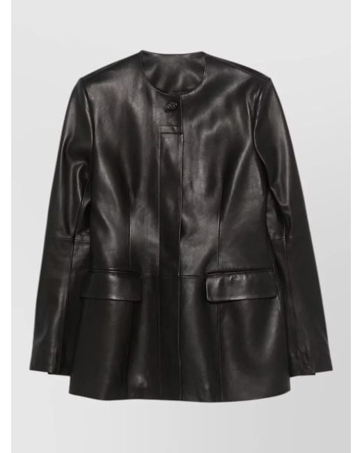 Totême Black Leather Coat