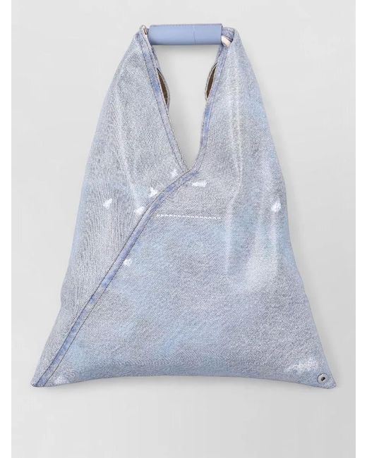 MM6 by Maison Margiela Blue Small Denim Tote Bag Distressed Handle