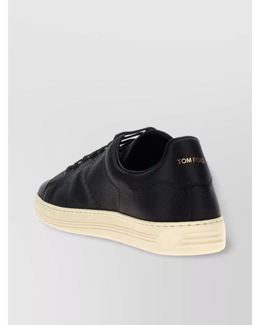Tom Ford Black Leather Low-Top Sneakers for men