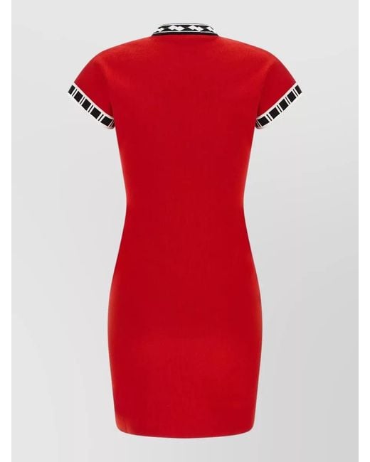 Versace Red Cotton Knit Short-Sleeve Mini Dress