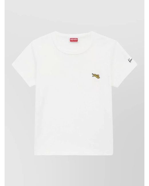 KENZO White Tiger Print Crew Neck T Shirt