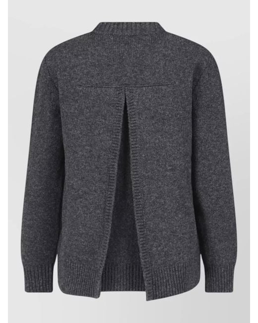 Jil Sander Gray Long Sleeve Crew Neck Top Split Back
