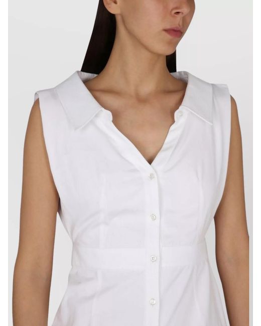 McQueen White Cotton Shirt Midi Dress